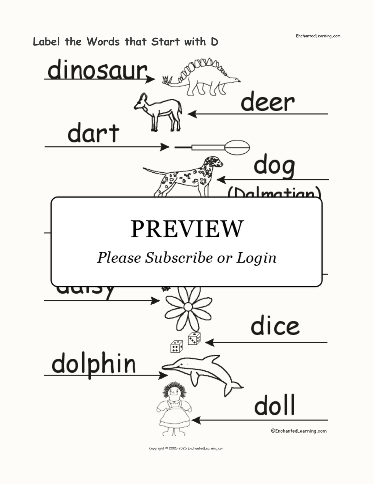 Label the Words that Start with D interactive worksheet page 2