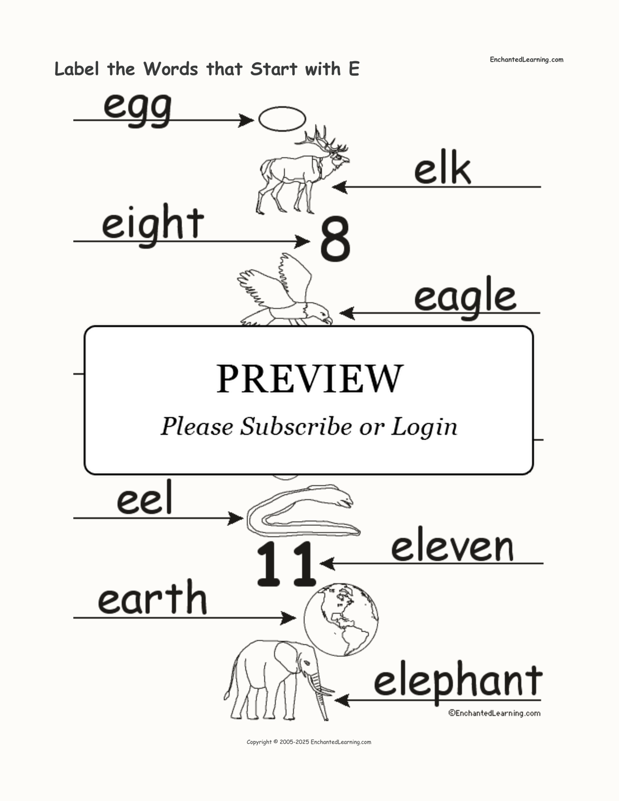 Label the Words that Start with E interactive worksheet page 2