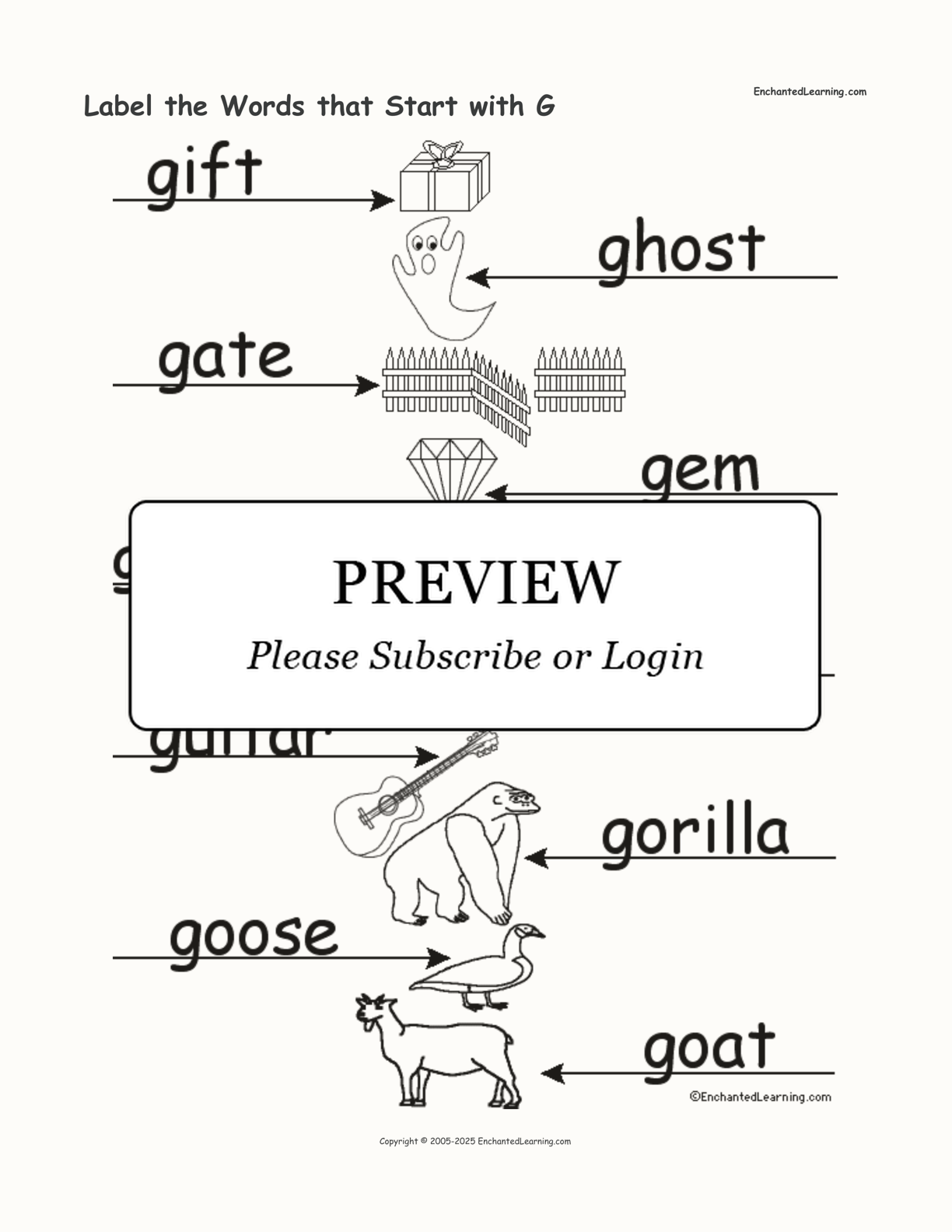 Label the Words that Start with G interactive worksheet page 2