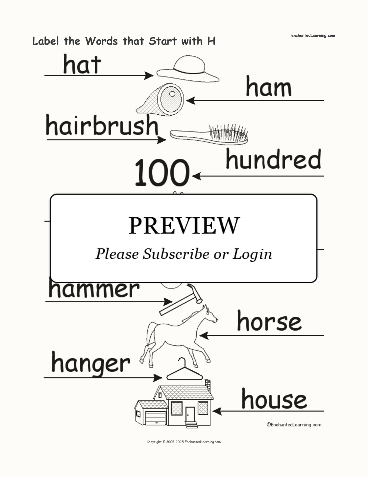 Label the Words that Start with H interactive worksheet page 2