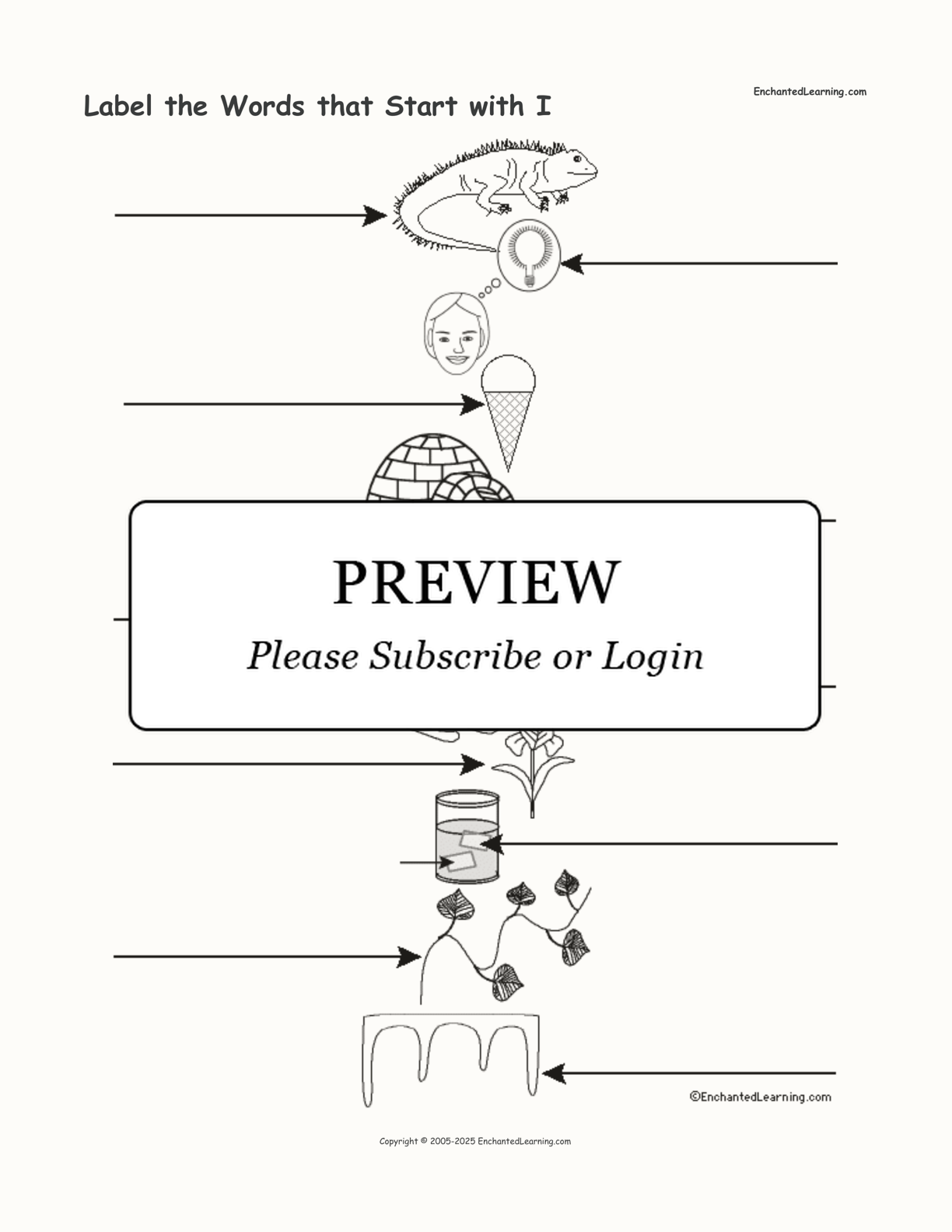 Label the Words that Start with I interactive worksheet page 1