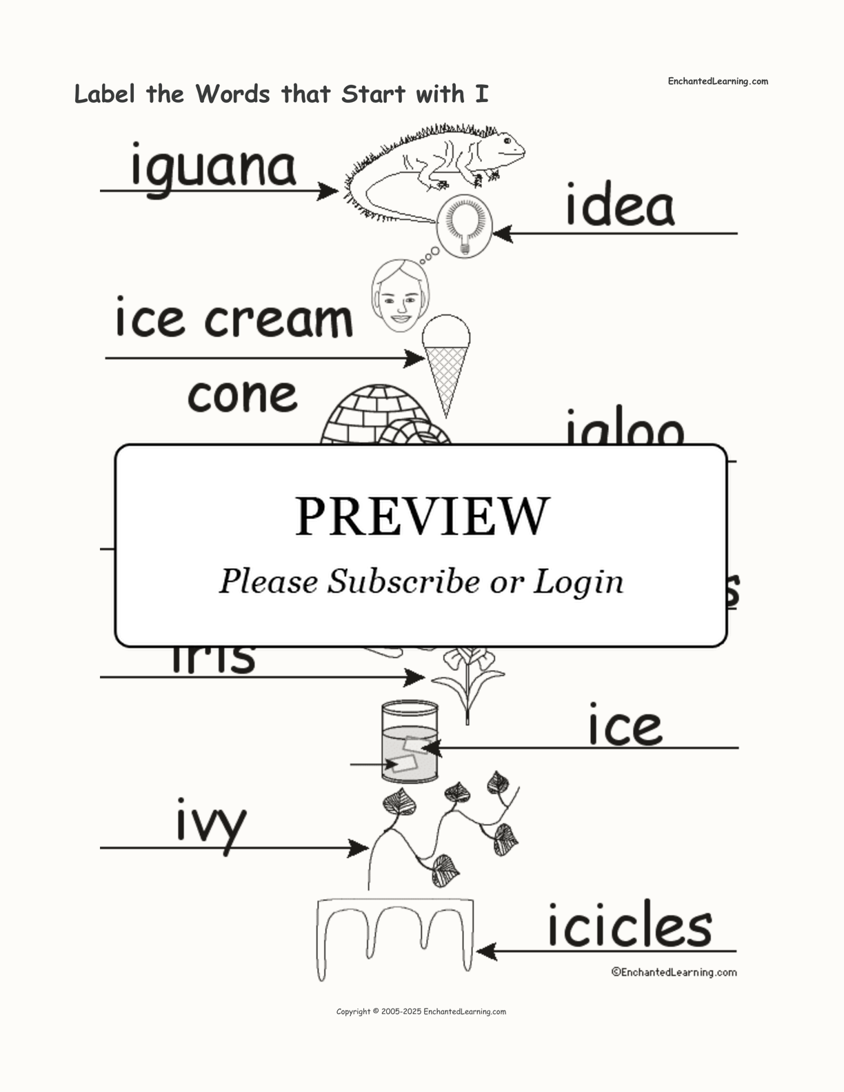 Label the Words that Start with I interactive worksheet page 2