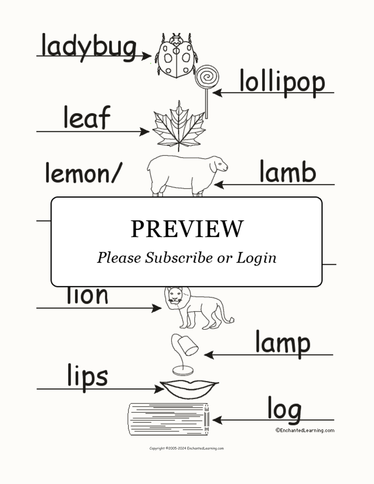 Label the Words that Start with L interactive worksheet page 2