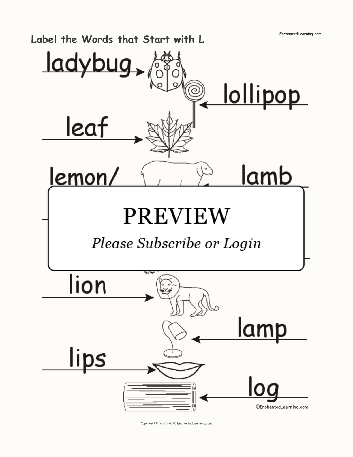 Label the Words that Start with L interactive worksheet page 2