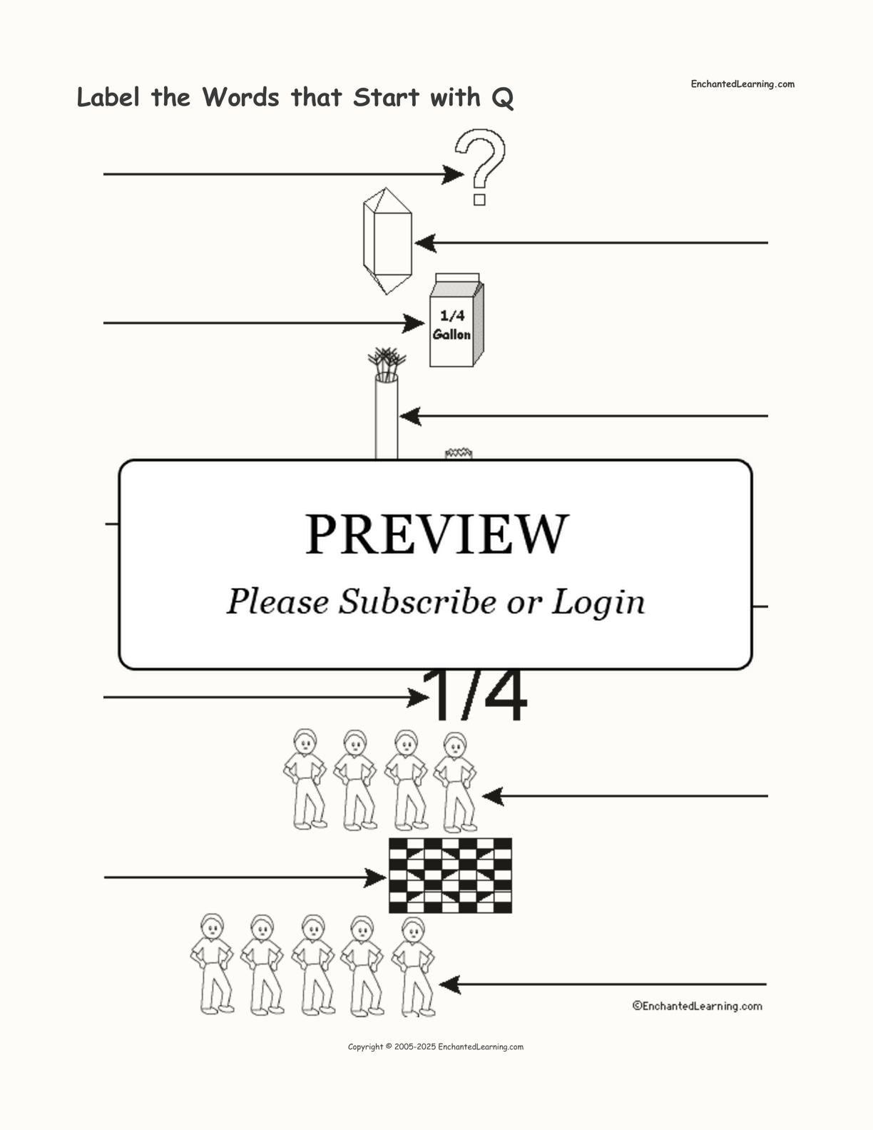 Label the Words that Start with Q interactive worksheet page 1