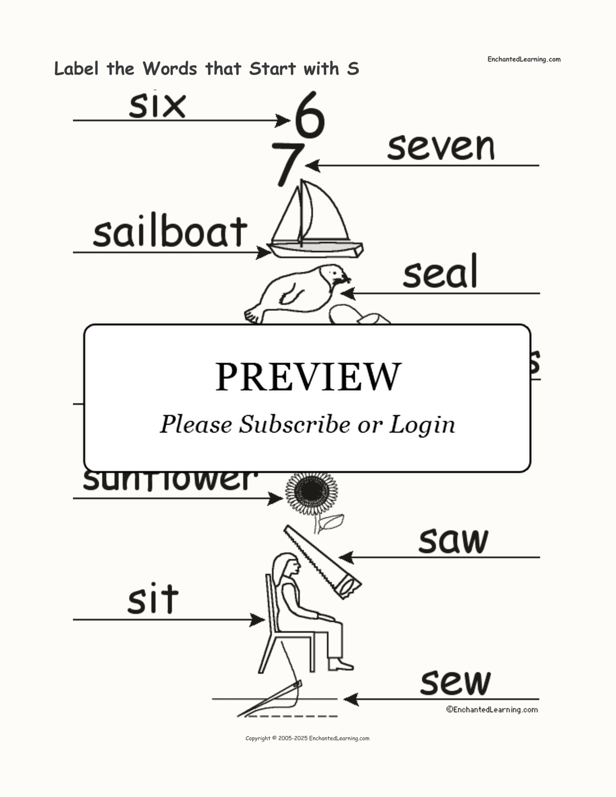 Label the Words that Start with S interactive worksheet page 2