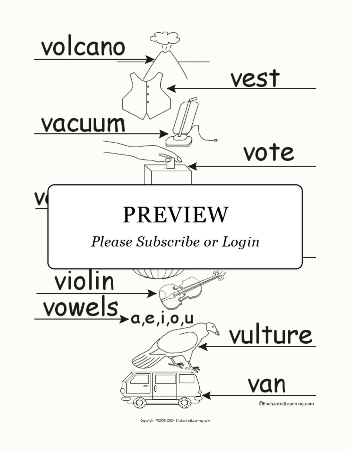 Label the Words that Start with V interactive worksheet page 2