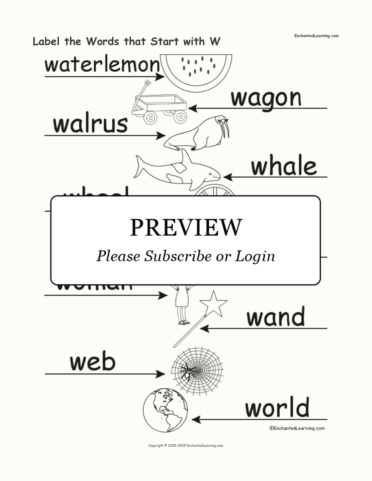 Label the Words that Start with W interactive worksheet page 2