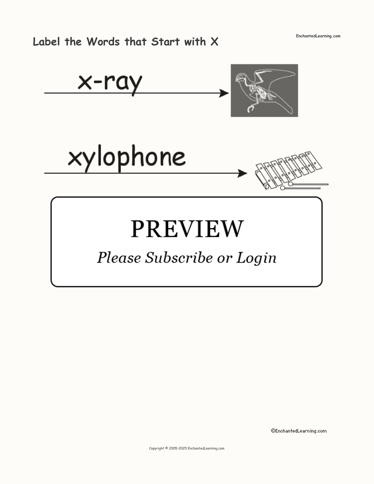 x word list for kindergarten