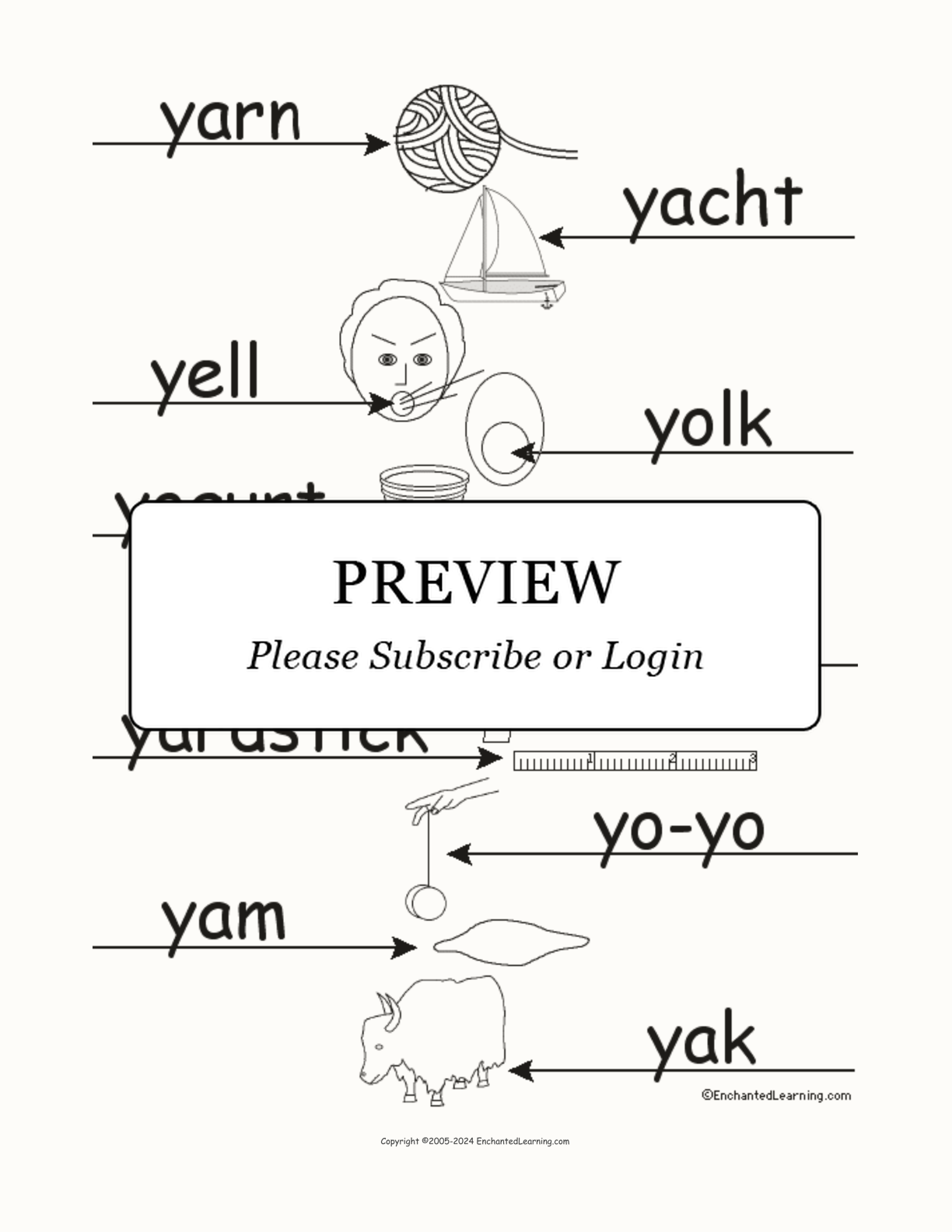 Label the Words that Start with Y interactive worksheet page 2