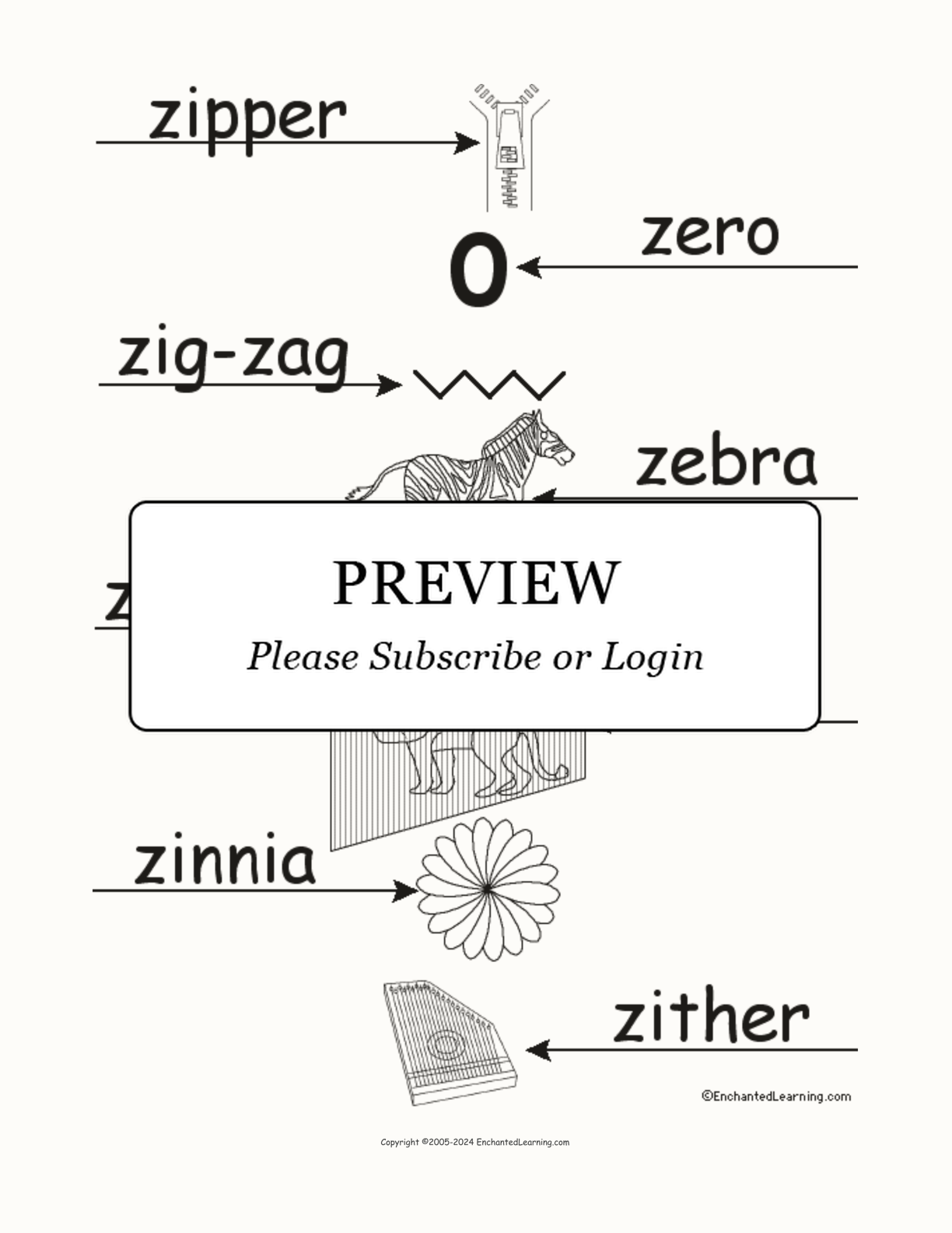 Label the Words that Start with Z interactive worksheet page 2
