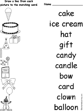 worksheet object birthday Birthday the Pictures Words the Match to