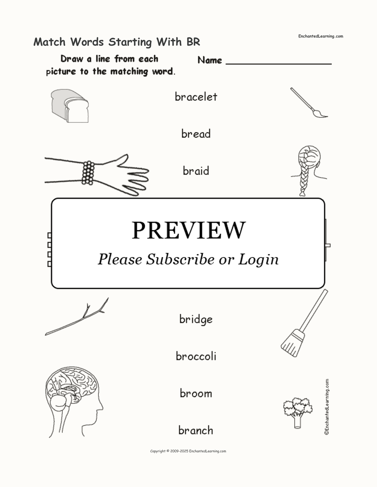 Match Words Starting With BR interactive worksheet page 1