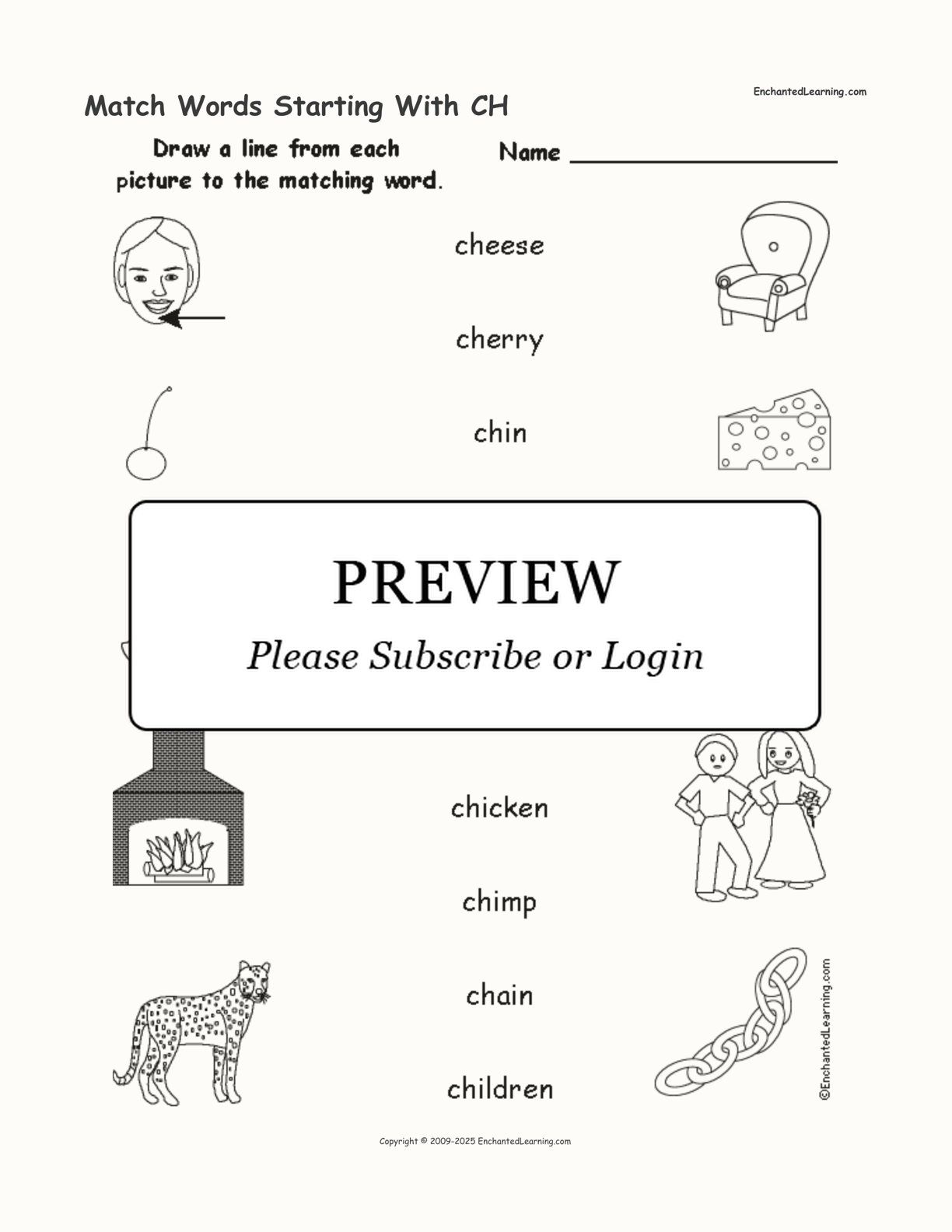 Match Words Starting With CH interactive worksheet page 1