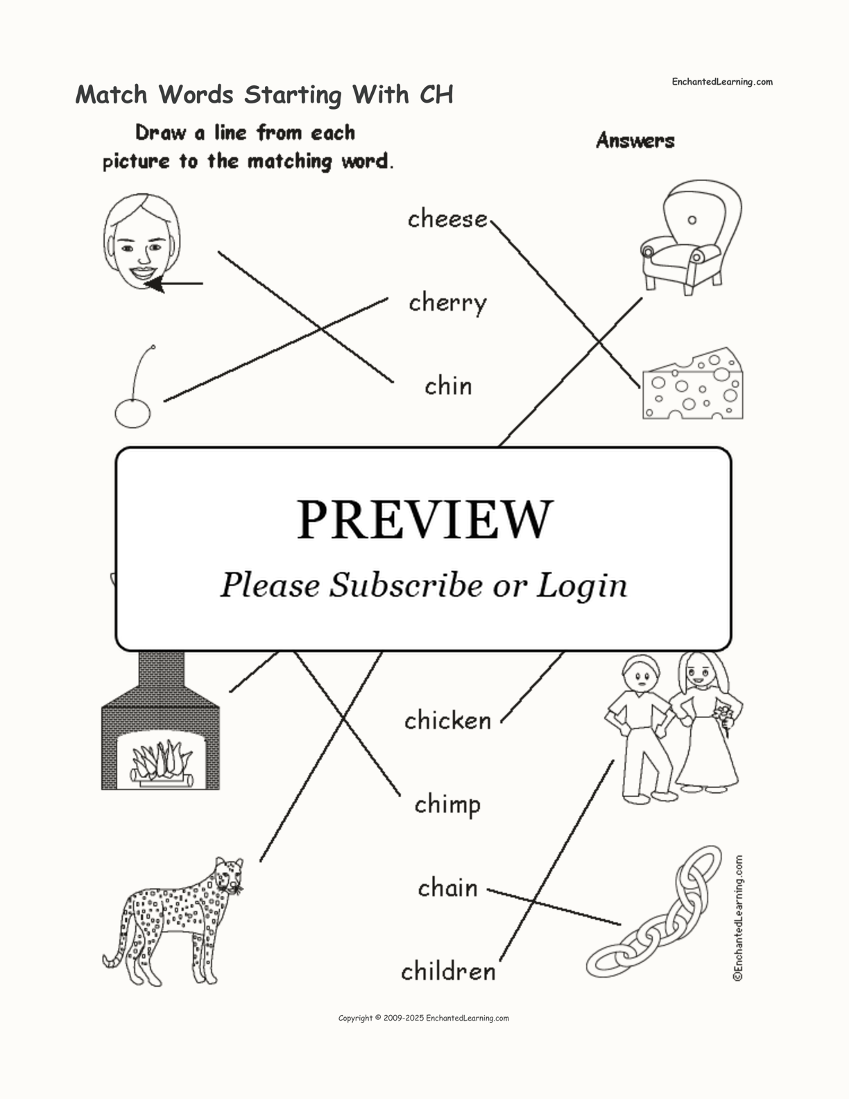 Match Words Starting With CH interactive worksheet page 2