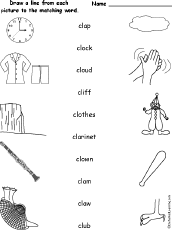 Match Words and Pictures of Words Starting With Consonant Blends at