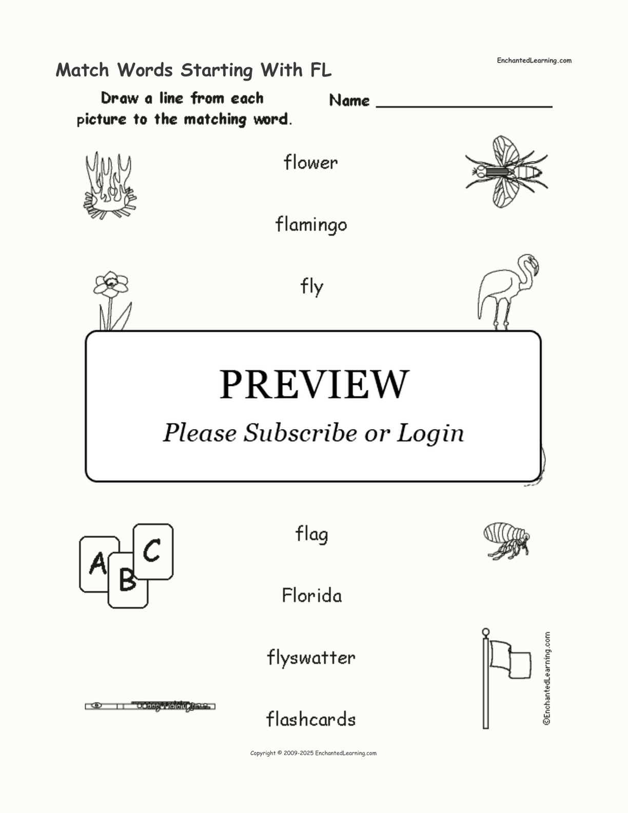 Match Words Starting With FL interactive worksheet page 1