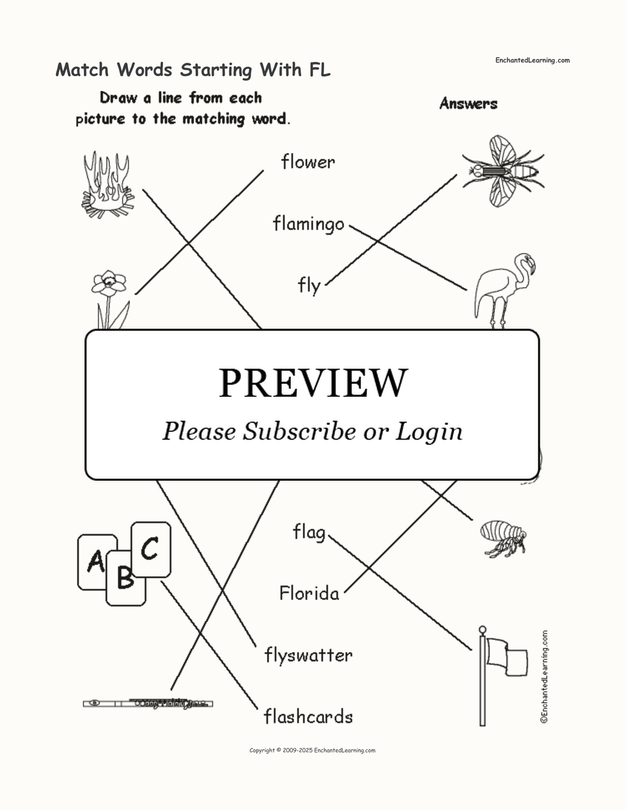 Match Words Starting With FL interactive worksheet page 2