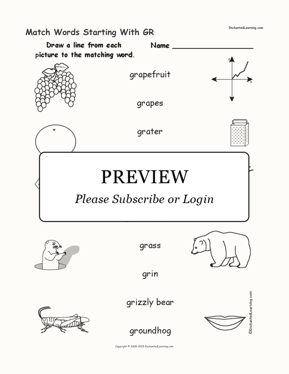 Match Words Starting With GR interactive worksheet page 1