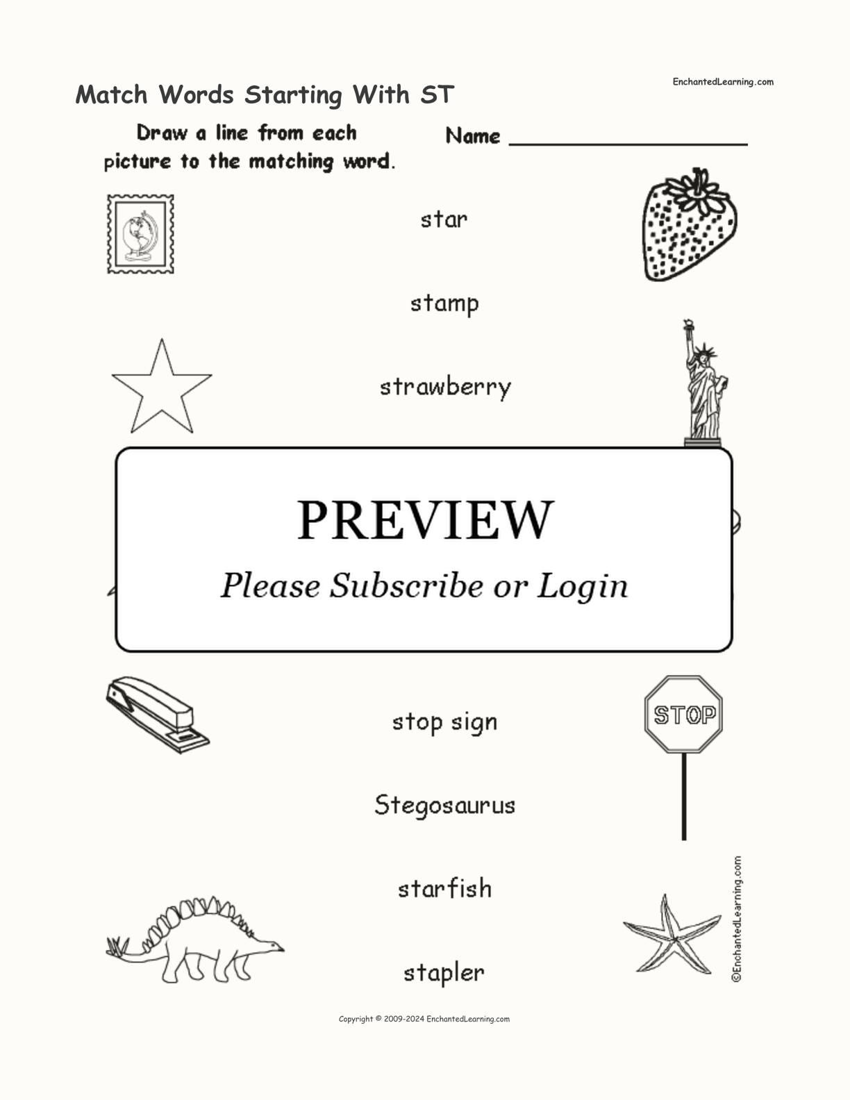 Match Words Starting With ST interactive worksheet page 1