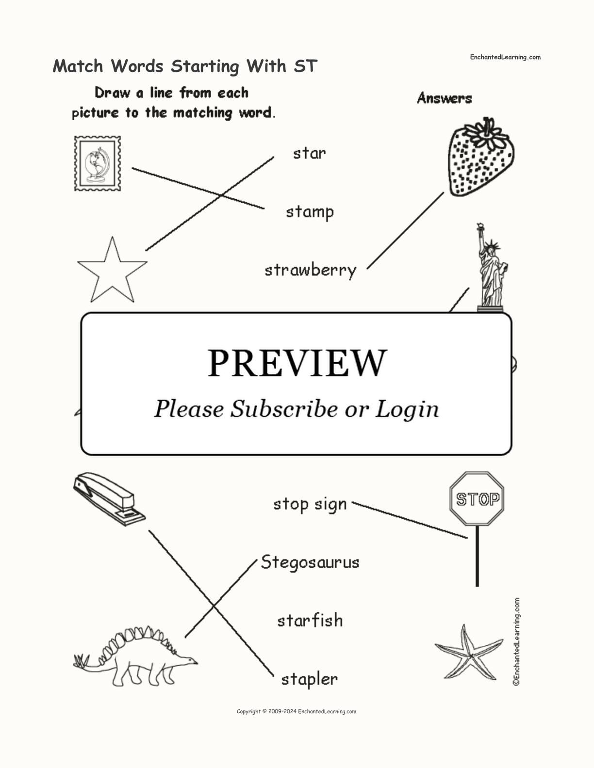 Match Words Starting With ST interactive worksheet page 2