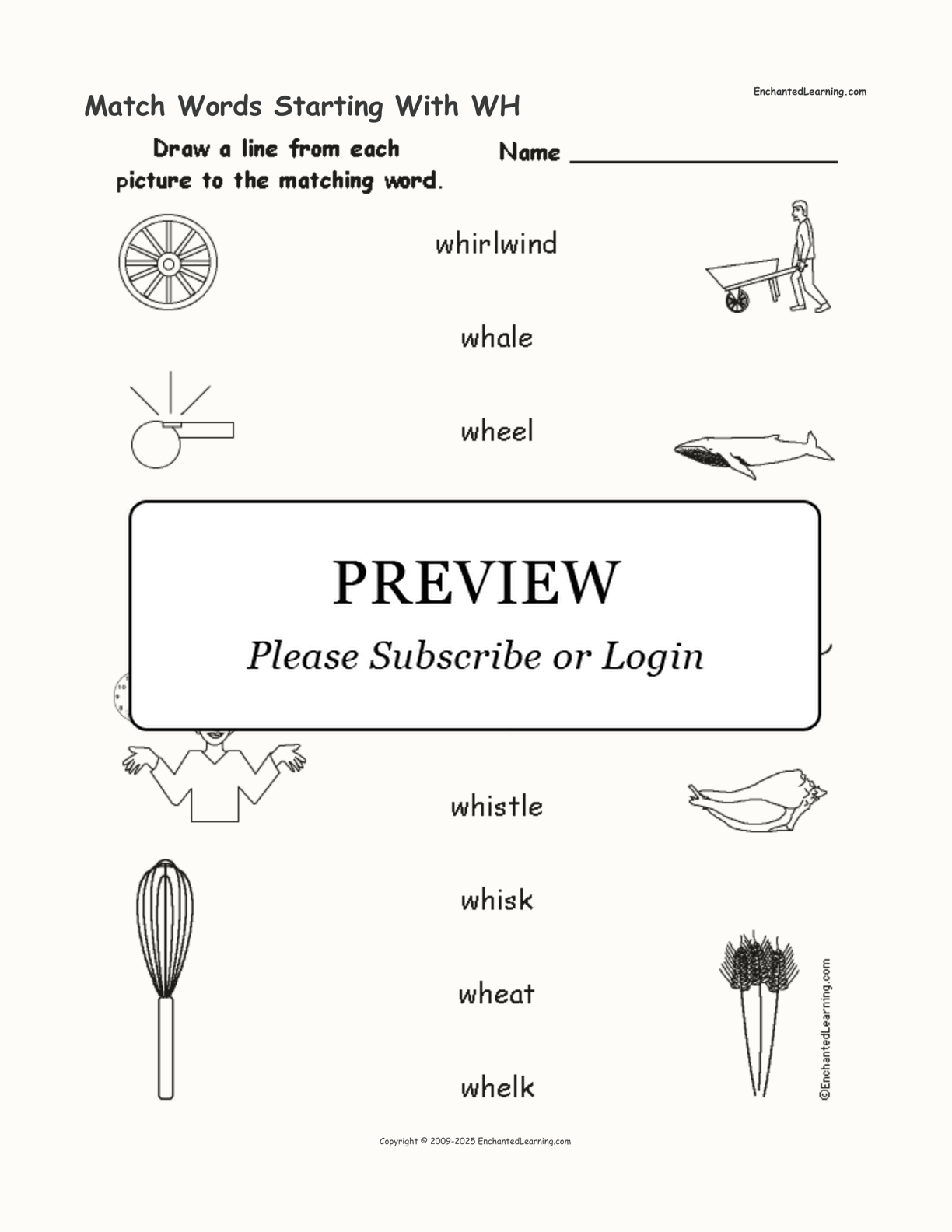 Match Words Starting With WH interactive worksheet page 1