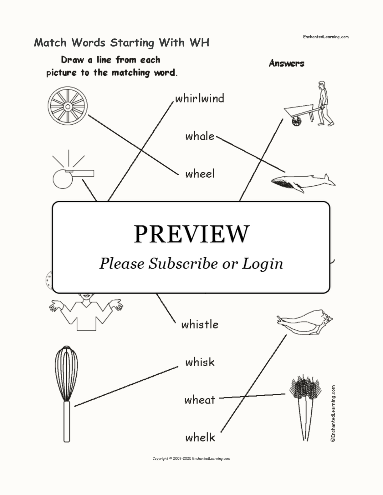 Match Words Starting With WH interactive worksheet page 2