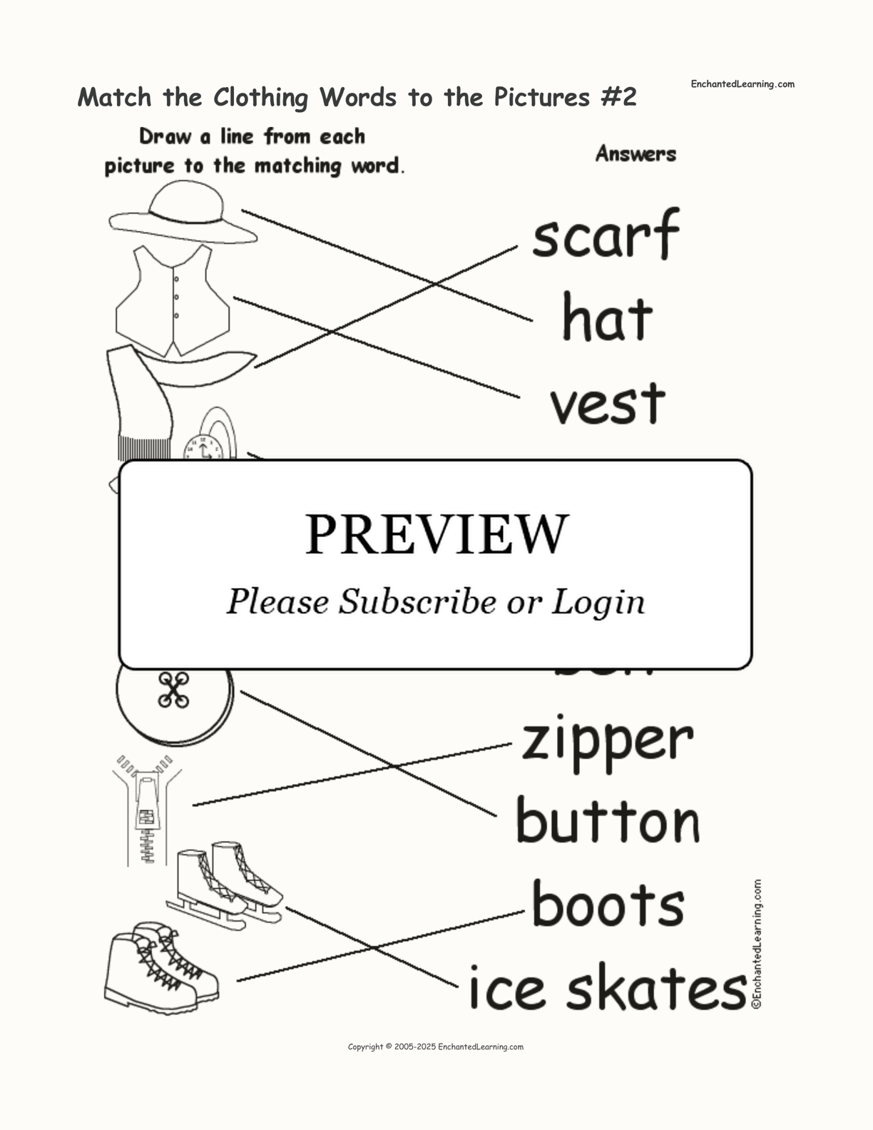 Match the Clothing Words to the Pictures #2 interactive worksheet page 2