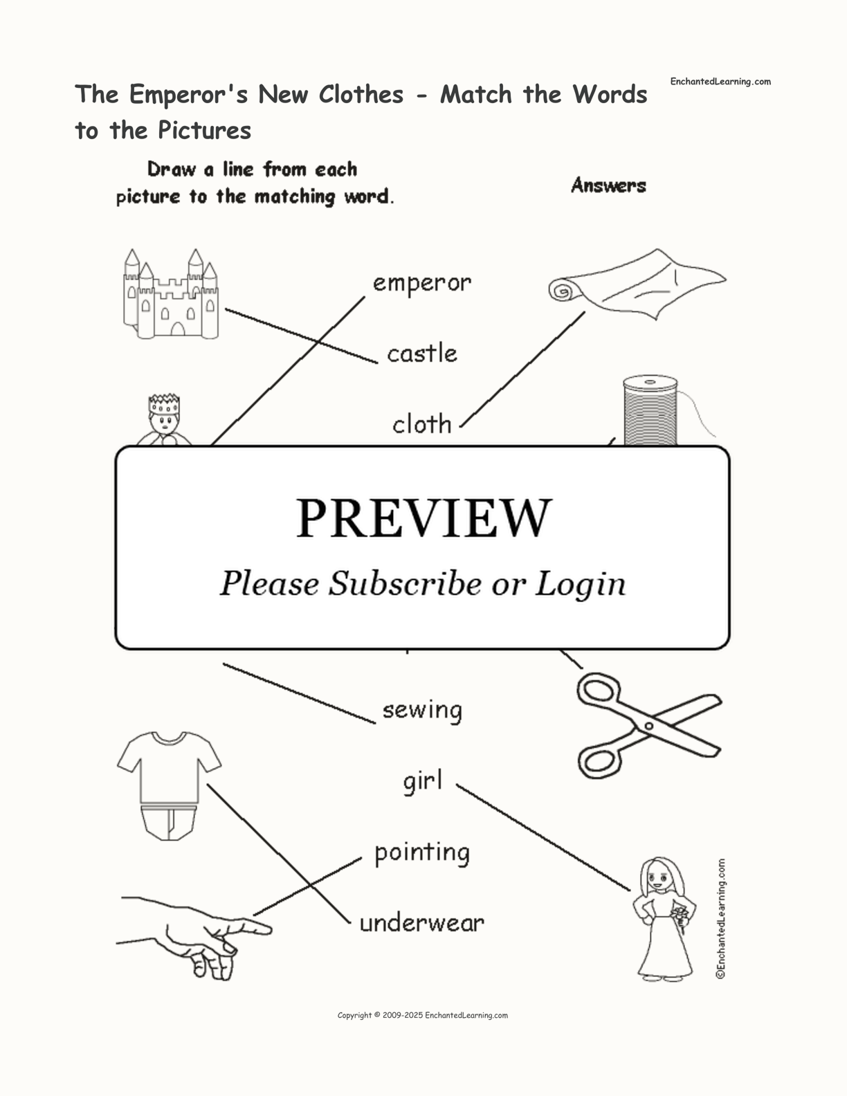 The Emperor's New Clothes - Match the Words to the Pictures interactive worksheet page 2