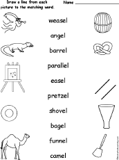 Words Ending in EL Alphabet Activities at EnchantedLearning