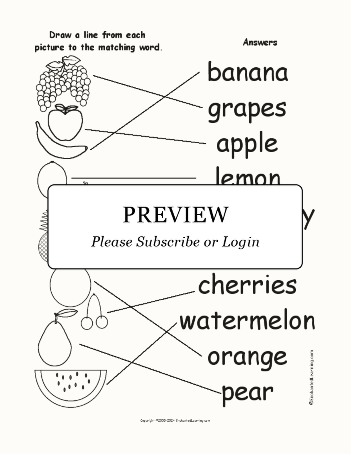 Match the Fruit Words to the Pictures interactive worksheet page 2