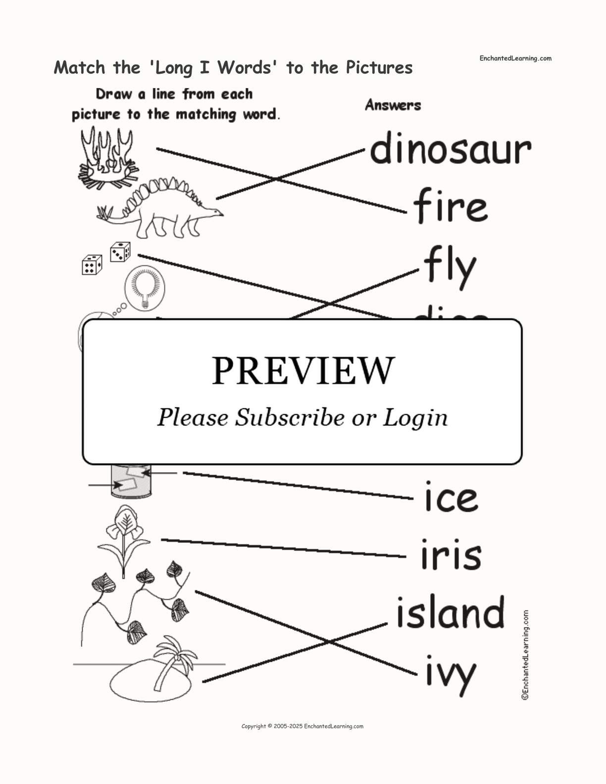 Match the 'Long I Words' to the Pictures interactive worksheet page 2