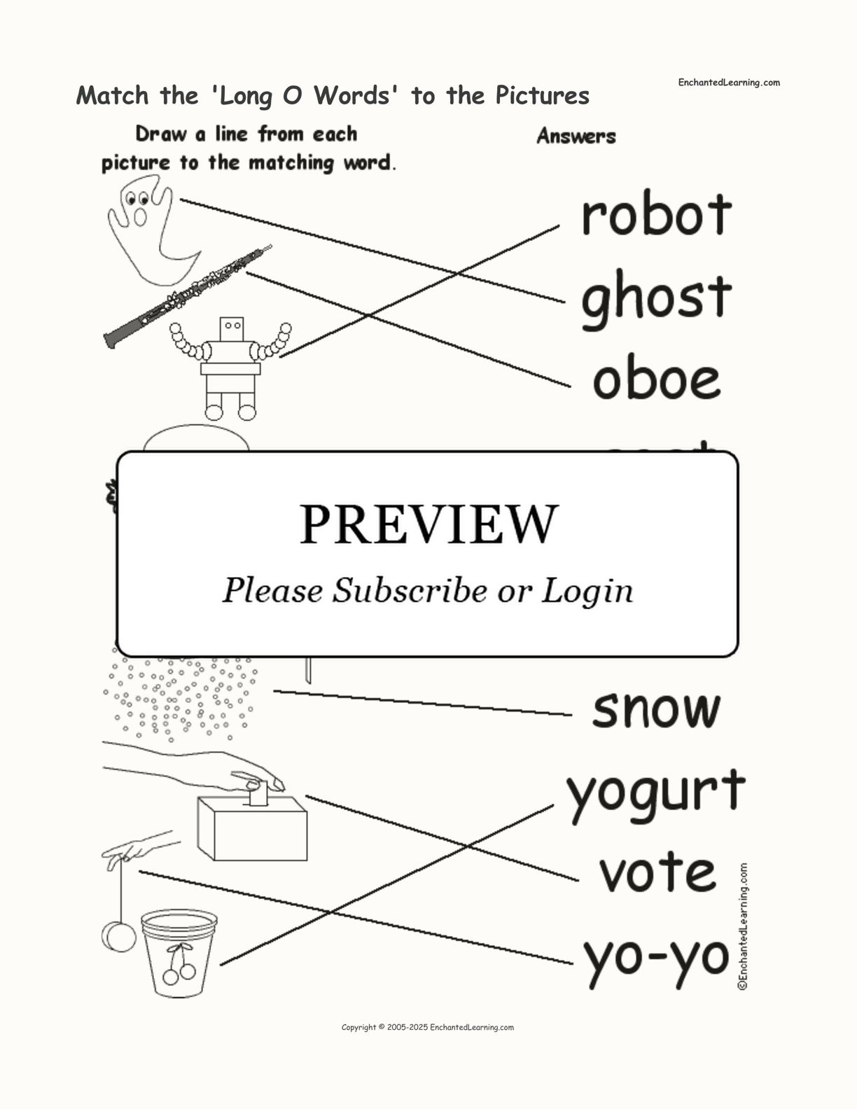 Match the 'Long O Words' to the Pictures interactive worksheet page 2