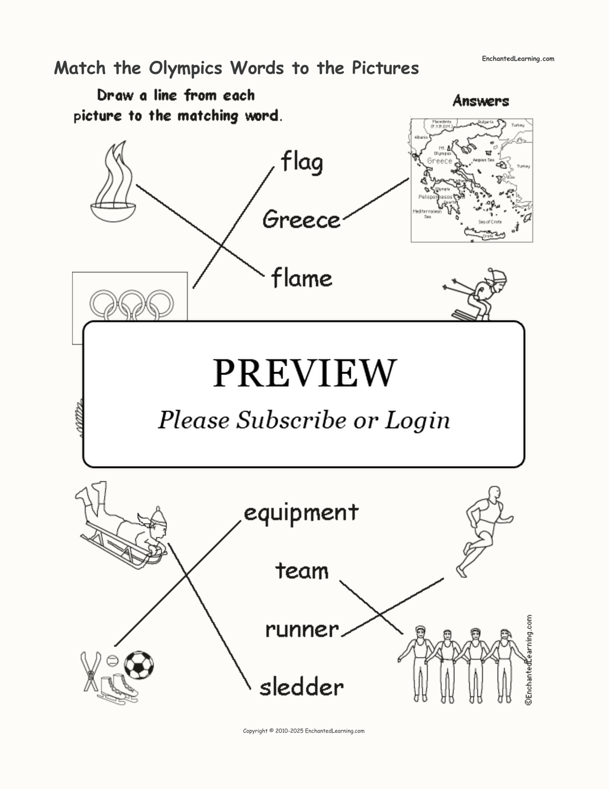 Match the Olympics Words to the Pictures interactive worksheet page 2