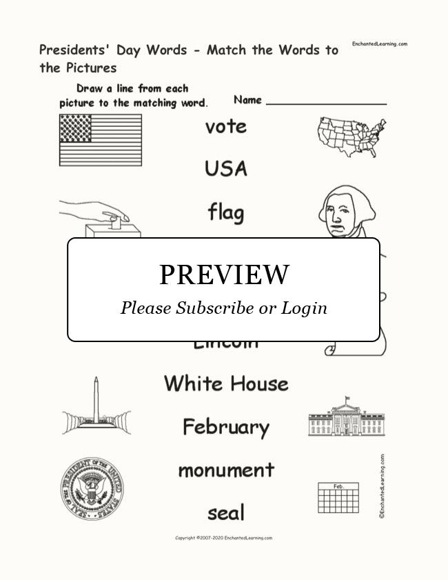 Presidents' Day Words - Match the Words to the Pictures - Enchanted ...