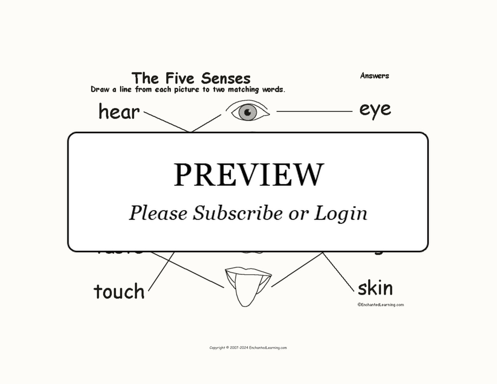 Match the Senses Words to the Pictures interactive worksheet page 2