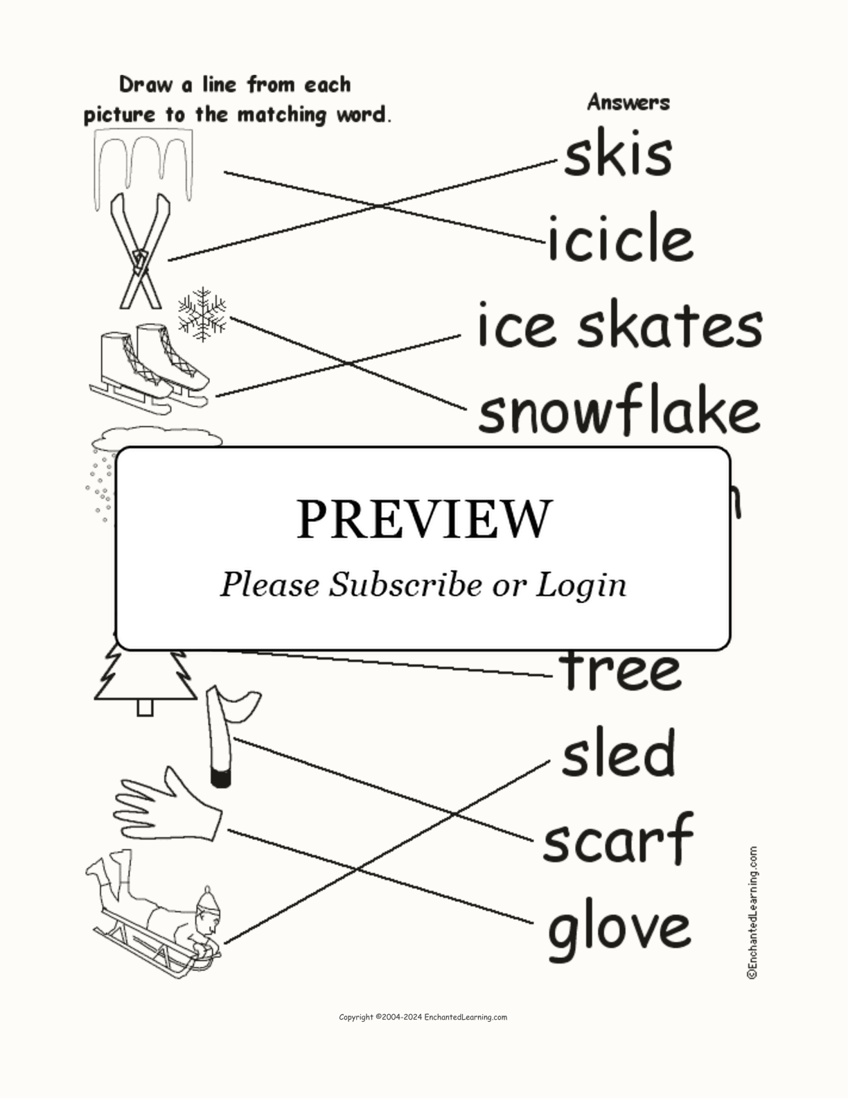 Winter Words - Match the Words to the Pictures interactive worksheet page 2