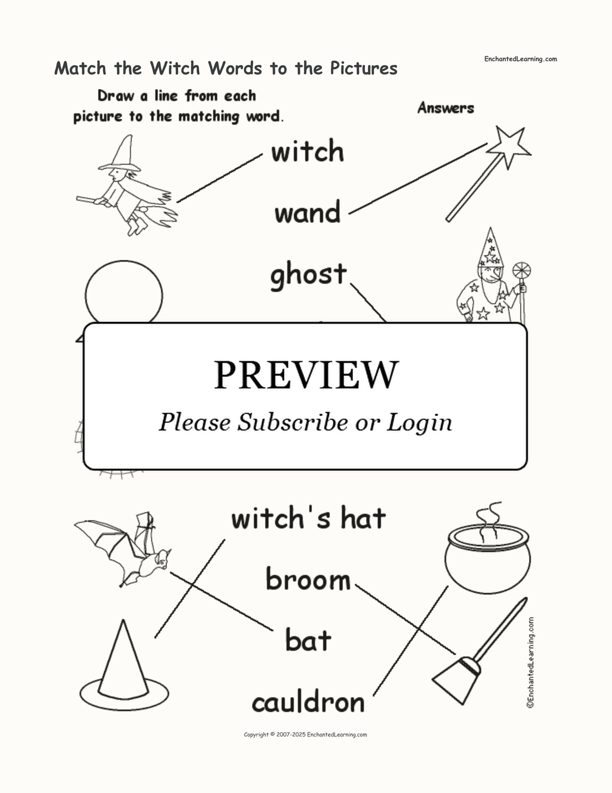 Match the Witch Words to the Pictures interactive worksheet page 2