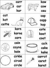 Alphabet: Multiple Choice Spelling Words at EnchantedLearning.com