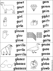 Alphabet Multiple Choice Spelling Words at EnchantedLearning.com