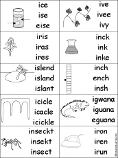 Multiple Choice Spelling Words at EnchantedLearning