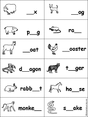 fill in the missing letters in animal words at