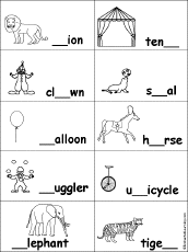 Fill in the Missing Letters Worksheets