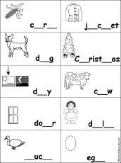 Fill in the Missing Letters in Dolch Nouns at EnchantedLearning.com