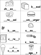 fill in the missing letters in food words at enchantedlearning com