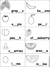 Fill in Missing Letters in Fruit Words