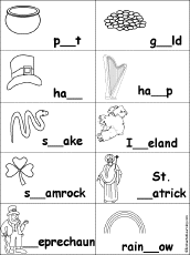 Fill in Missing Letters in St. Patrick's Day Words