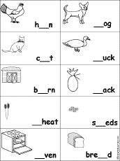 Fill in the Missing Letters in Words at EnchantedLearning.com