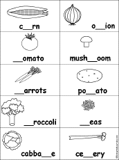 Fill in Missing Letters in Vegetables: EnchantedLearning.com