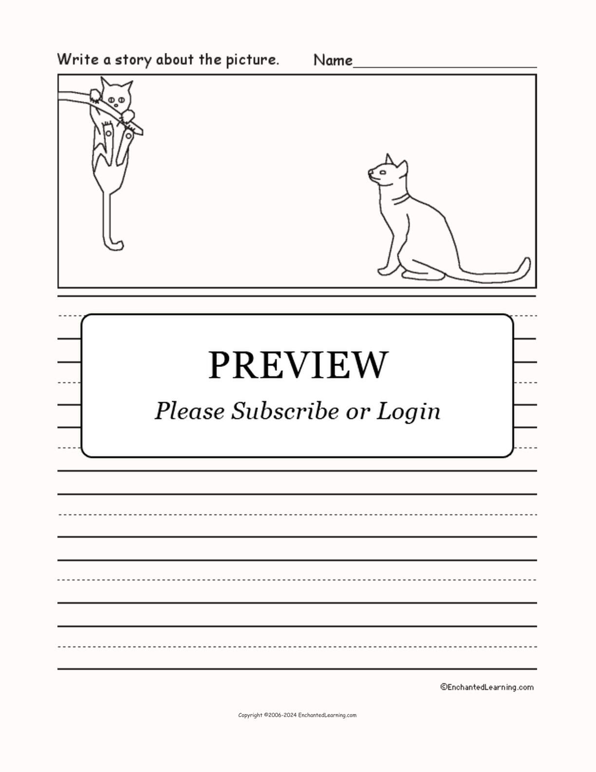 Picture Prompts - Cat Scene interactive worksheet page 1